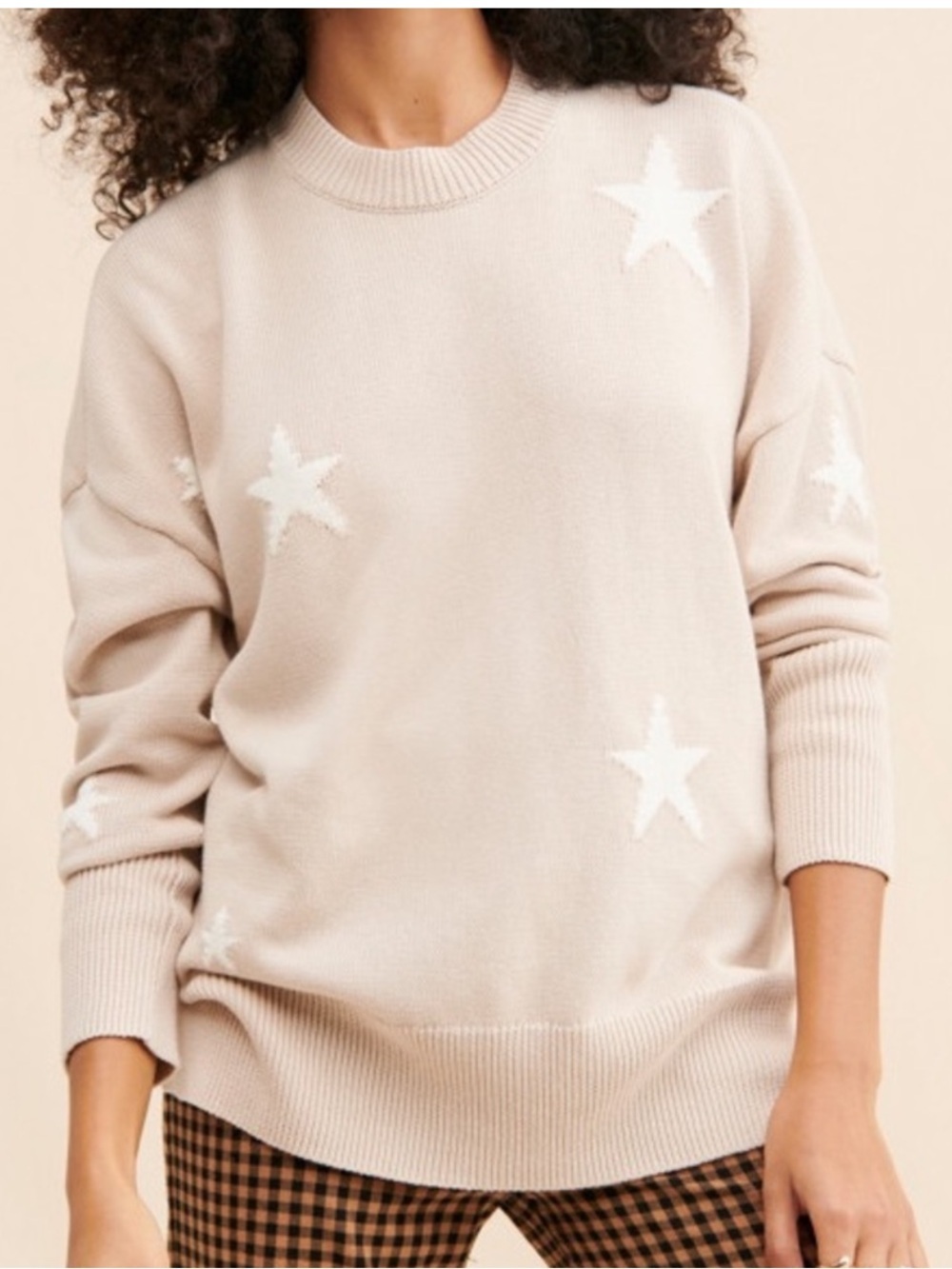 NWT Pistola Darya Tan Star Knit Oversized Large  Sweater